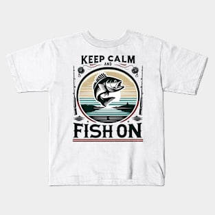 Keep Calm and Fish On Graphic Tee Kids T-Shirt